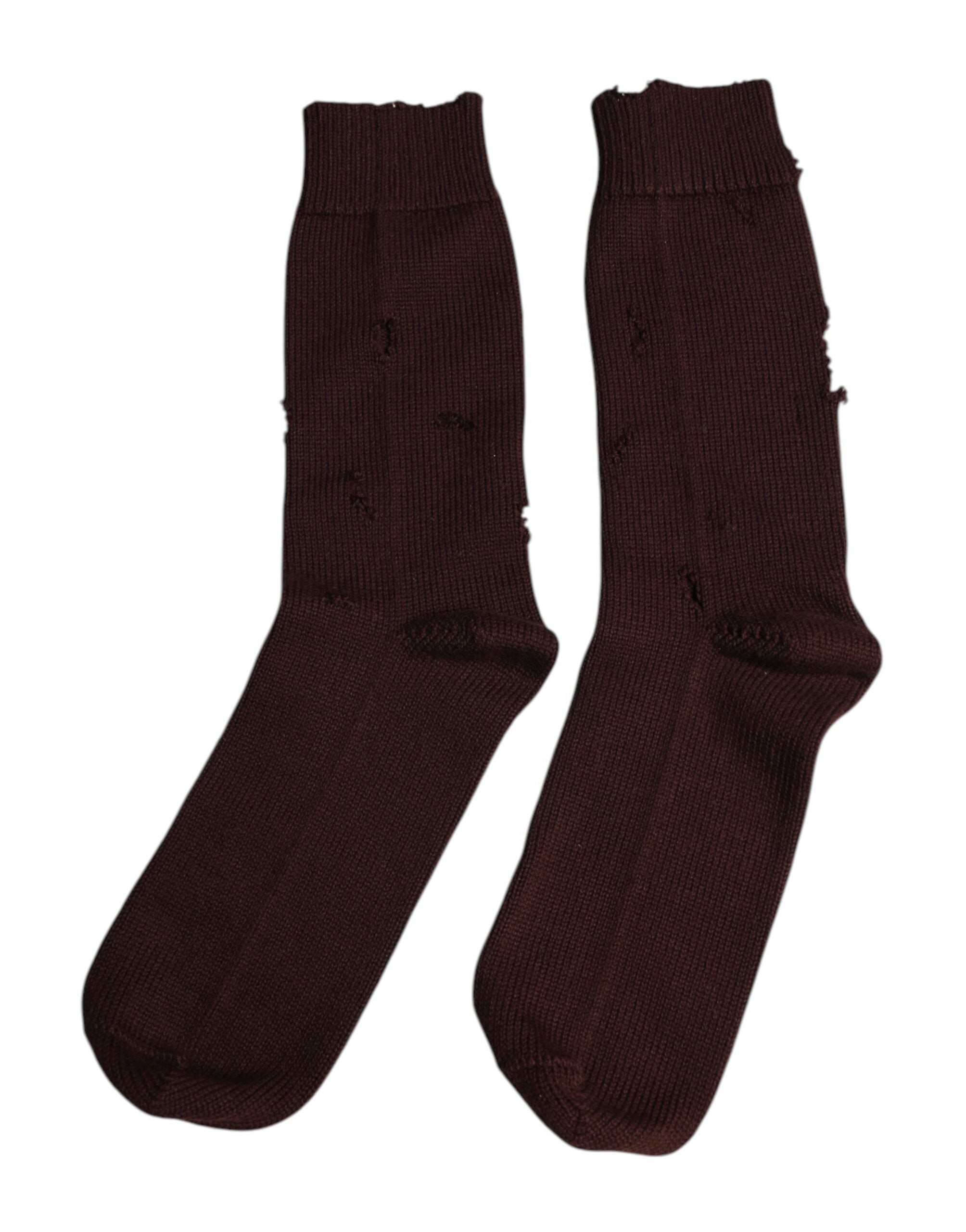 Dolce & Gabbana Braune einfarbige kniehohe Socken aus Baumwollstretch