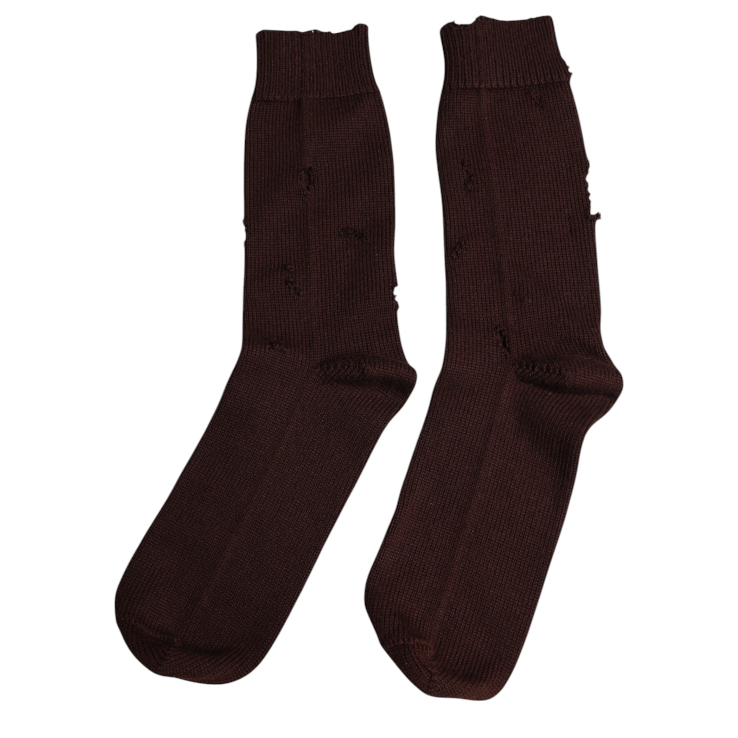 Dolce & Gabbana Braune einfarbige kniehohe Socken aus Baumwollstretch