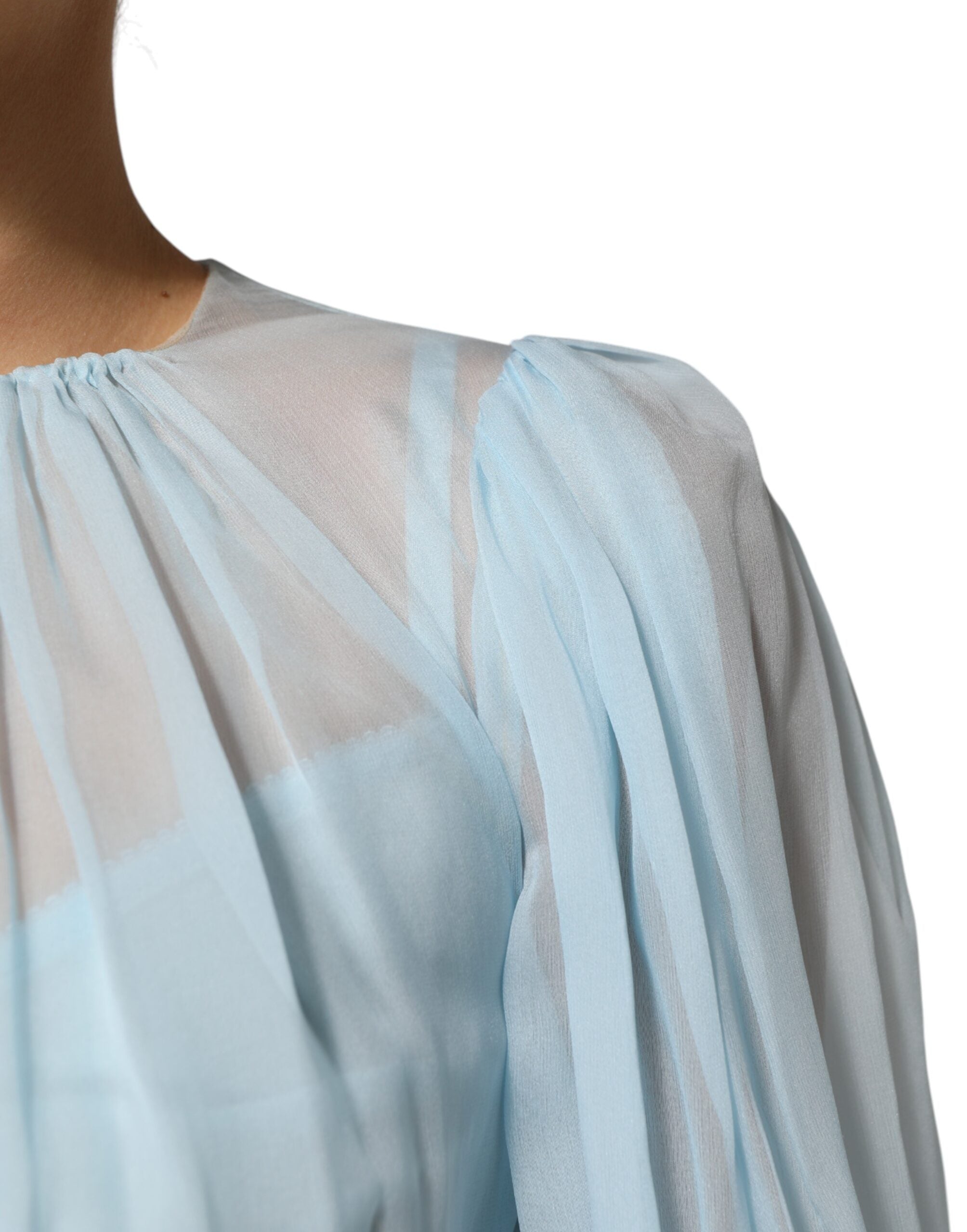 Dolce & Gabbana Fuchsiapink Hellblaues Zweifarbiges Midikleid Aus Seide