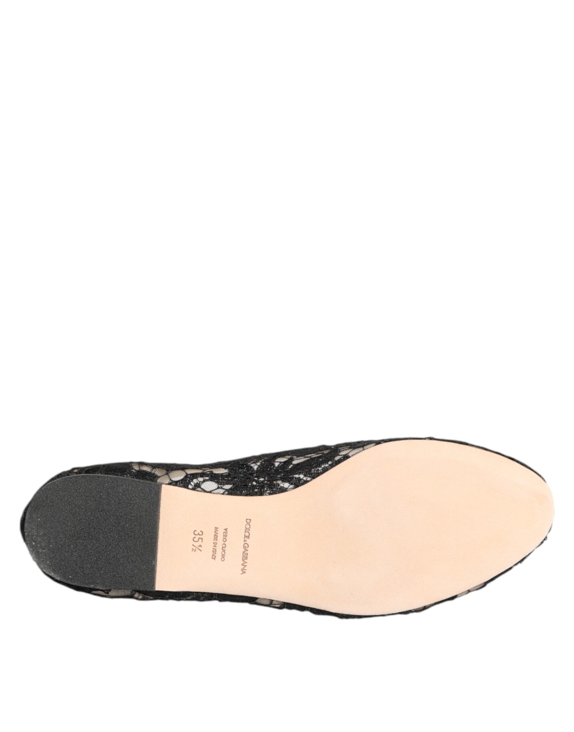 Dolce & Gabbana Schwarze Taormina Spitze Kristalle Ballerinas