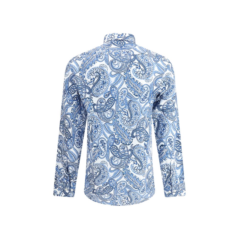Etro Light Blue Cotton Pattern Shirt