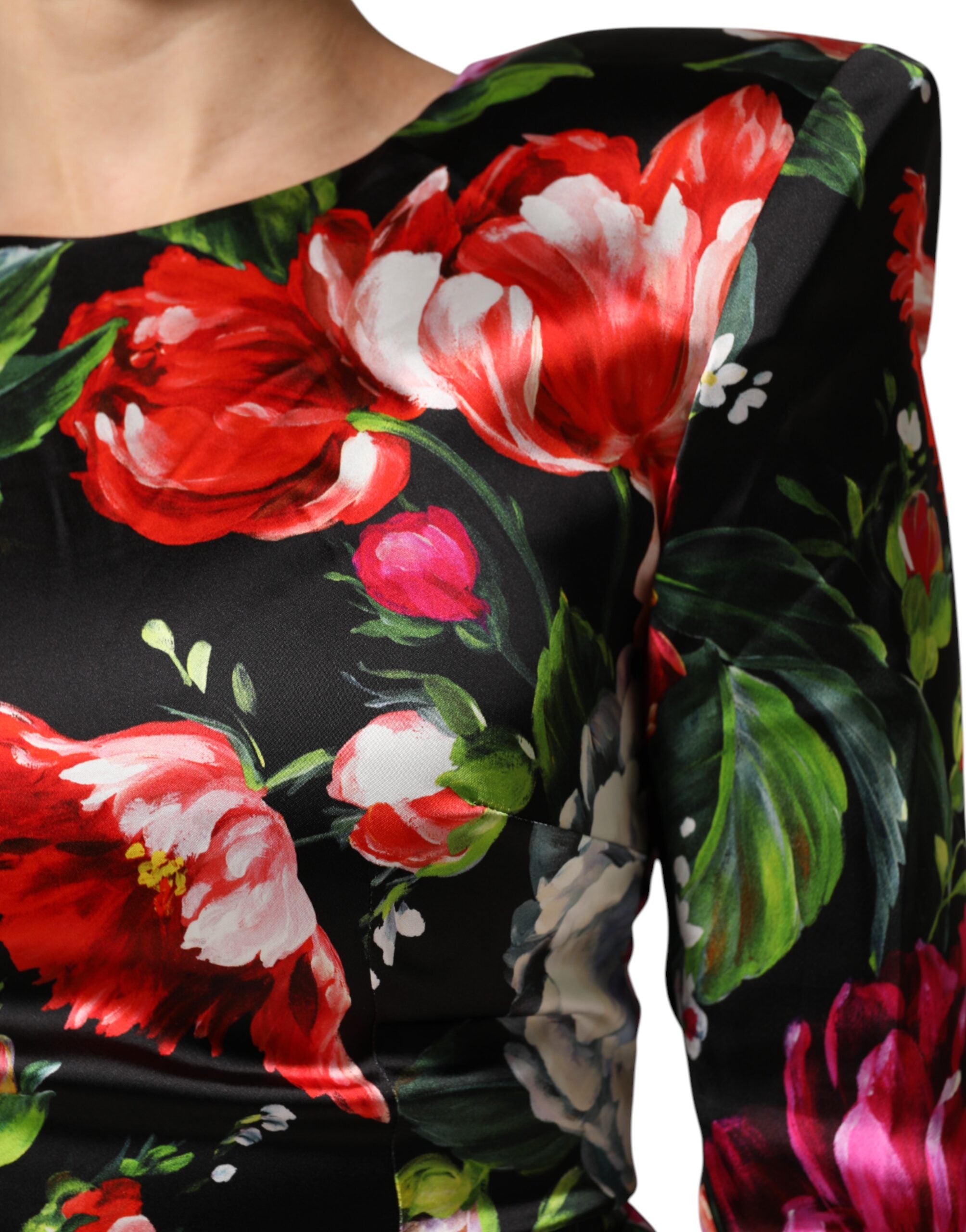 Dolce & Gabbana Schwarzes florales Fiori Pittorici Mini Bodycon Kleid