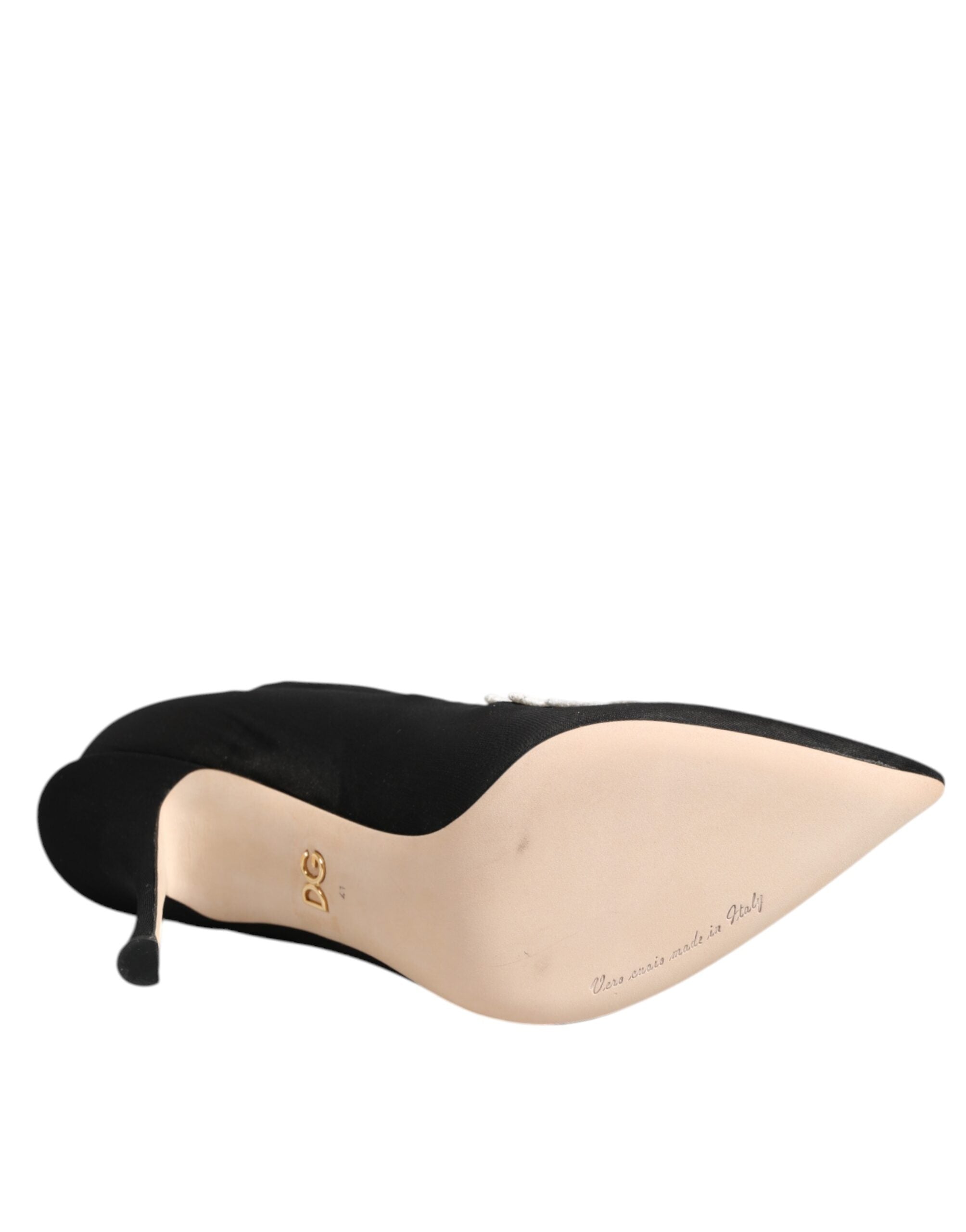 Chaussures Bottes à talon aiguille Dolce & Gabbana en jersey brodé noir et blanc