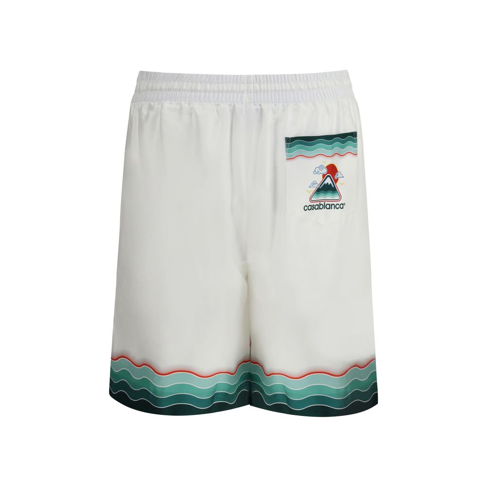 Casablanca White Silk Bermuda Shorts