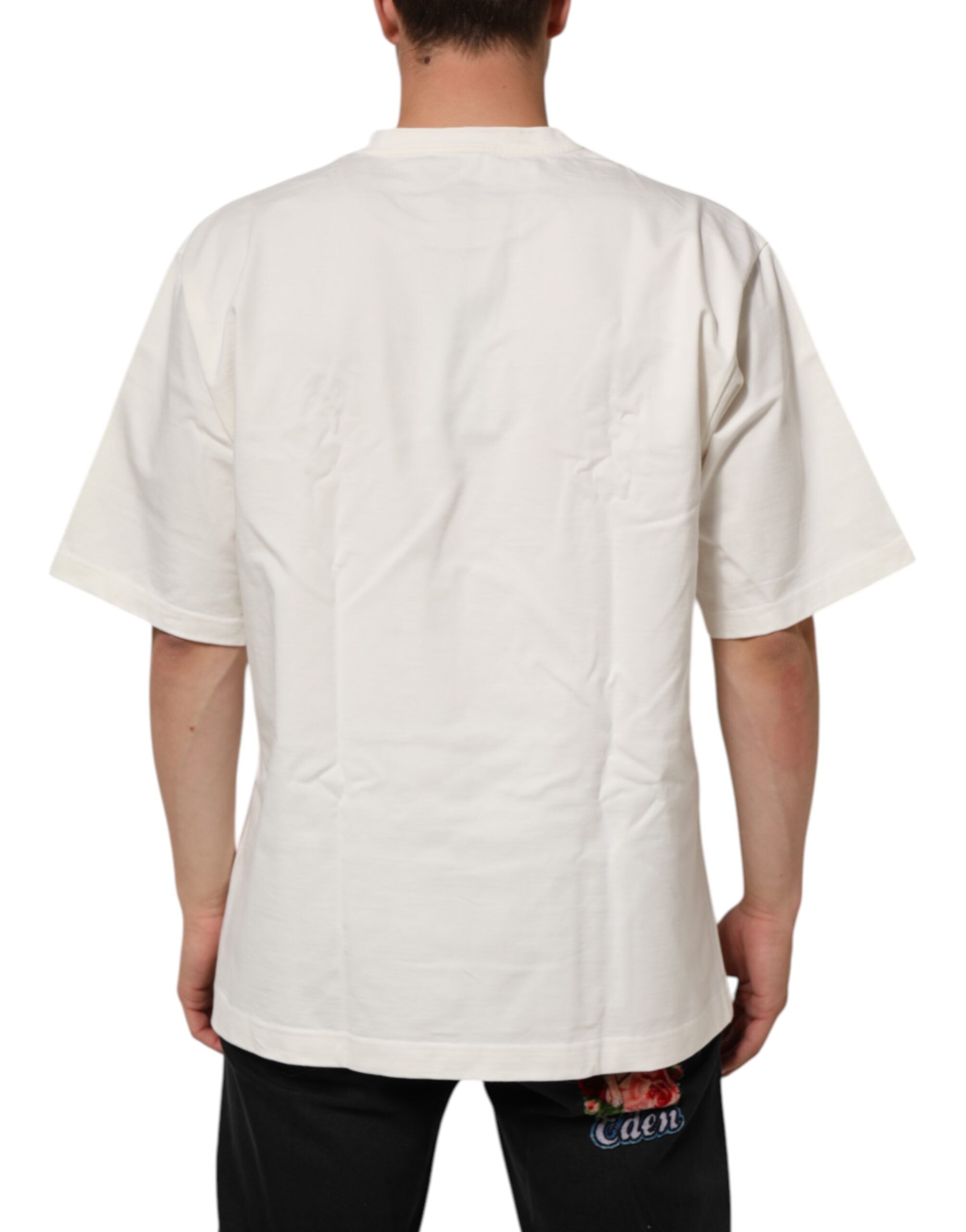 T-shirt homme col rond en coton blanc à imprimé logo Dolce & Gabbana