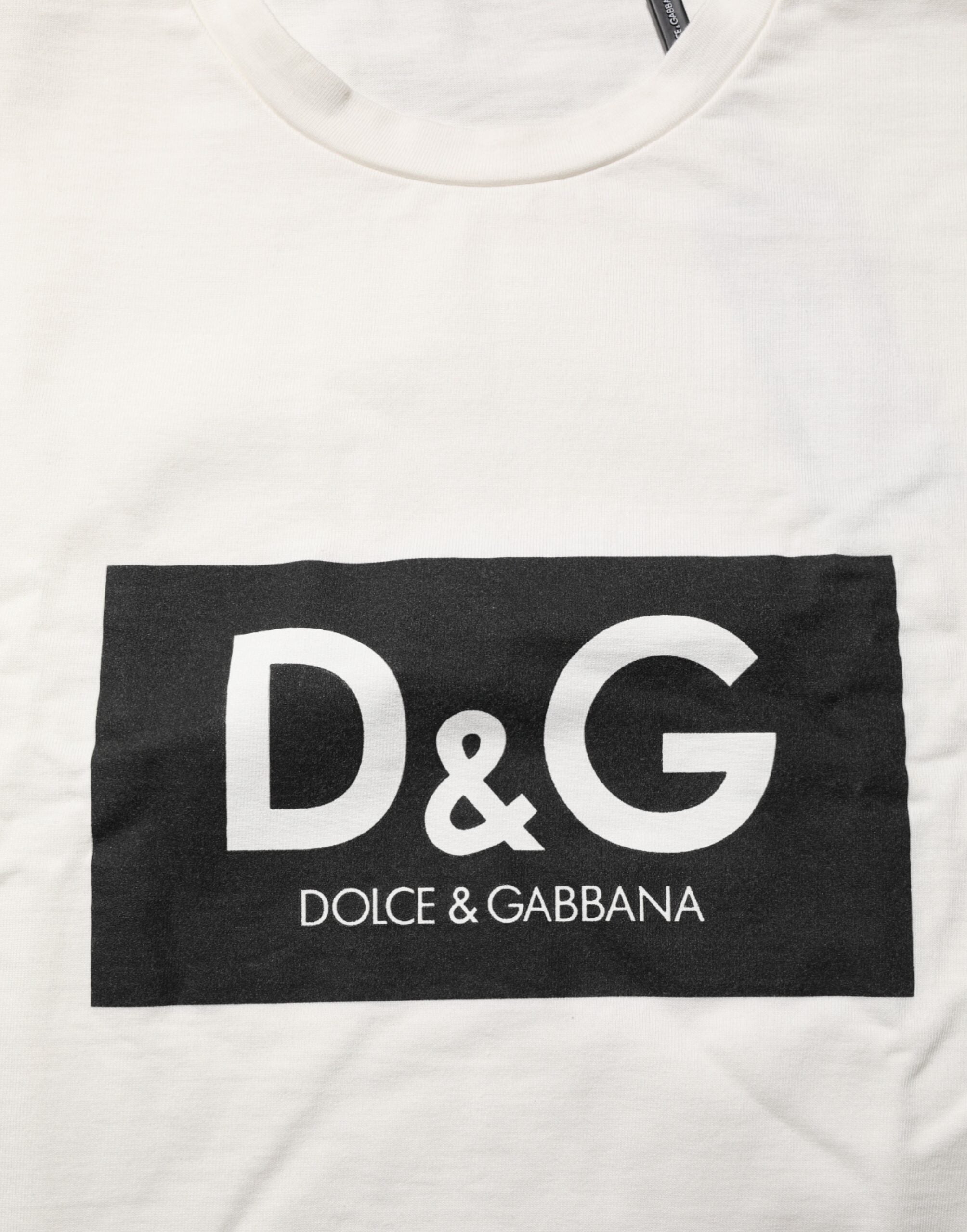 T-shirt homme col rond en coton blanc à imprimé logo Dolce & Gabbana