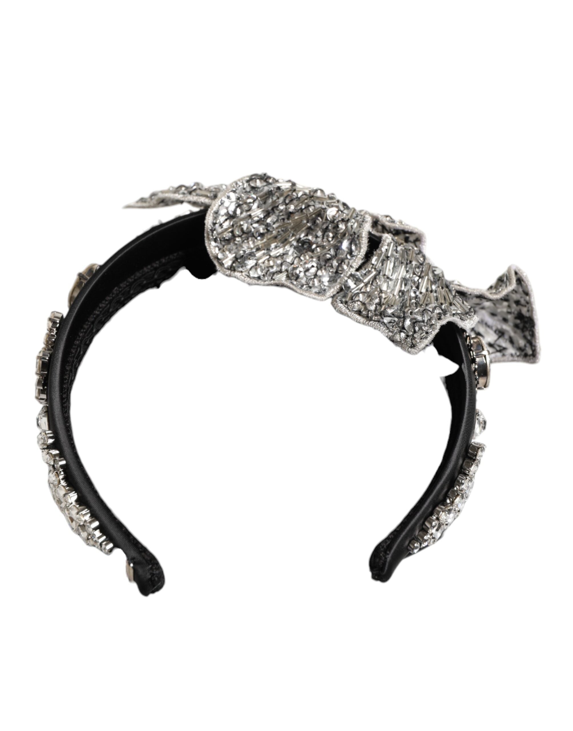 Dolce & Gabbana Black Hair Flower Crystal LIMONI Women Headband Diadem