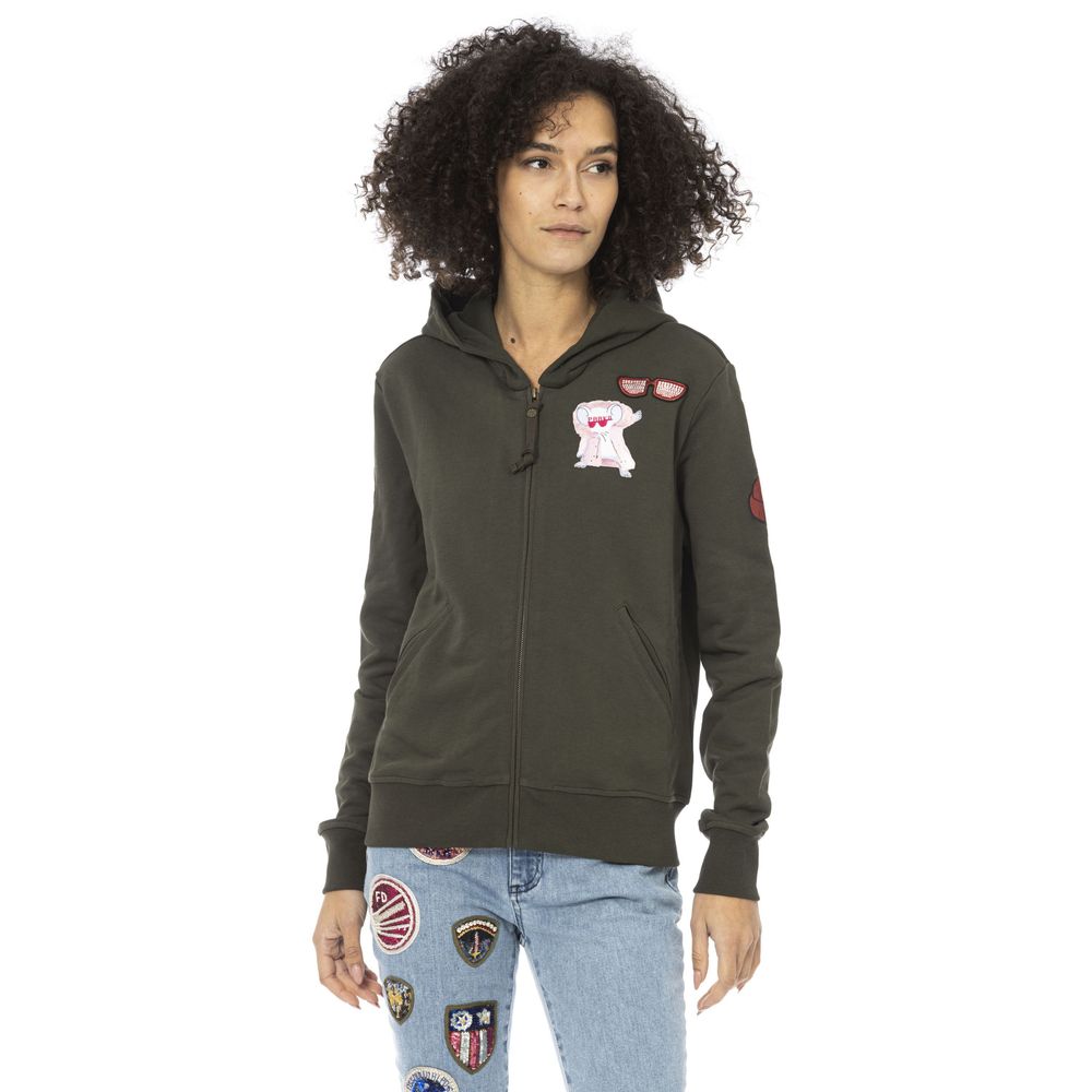 Mr&Mrs Italy Green Cotton Women Hoodie Top