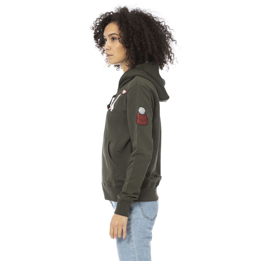 Mr&Mrs Italy Green Cotton Women Hoodie Top