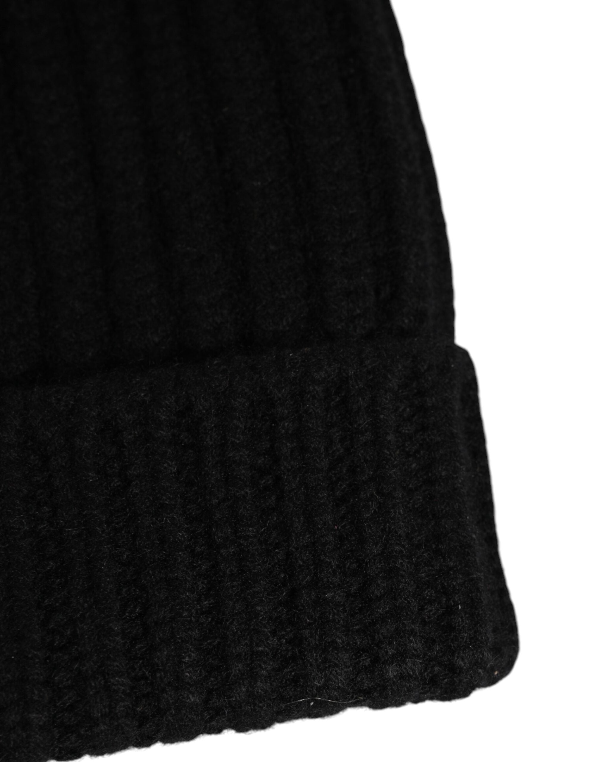Dolce & Gabbana Black Cashmere Knitted Beanie Capello Men One Size Hat