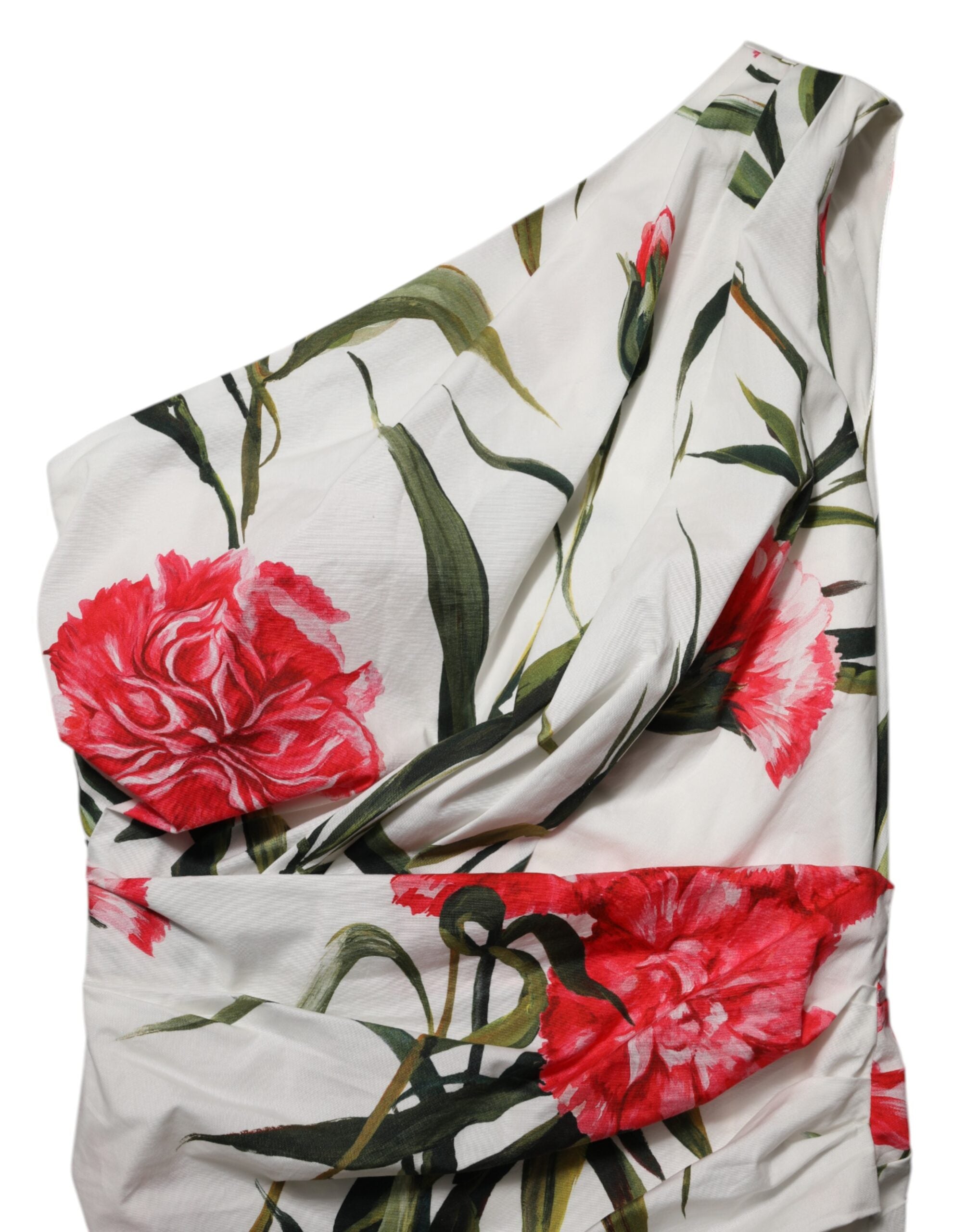 Dolce & Gabbana Weißes, florales, schulterfreies Etuikleid