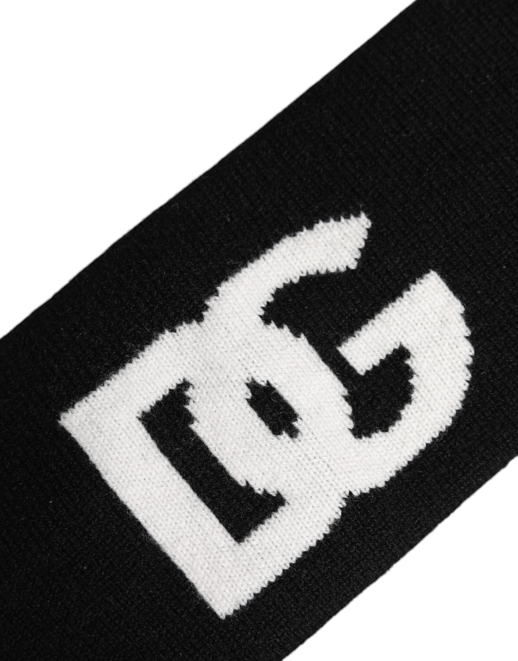 Dolce & Gabbana Black White Cashmere Headband DG Logo One Size Hat