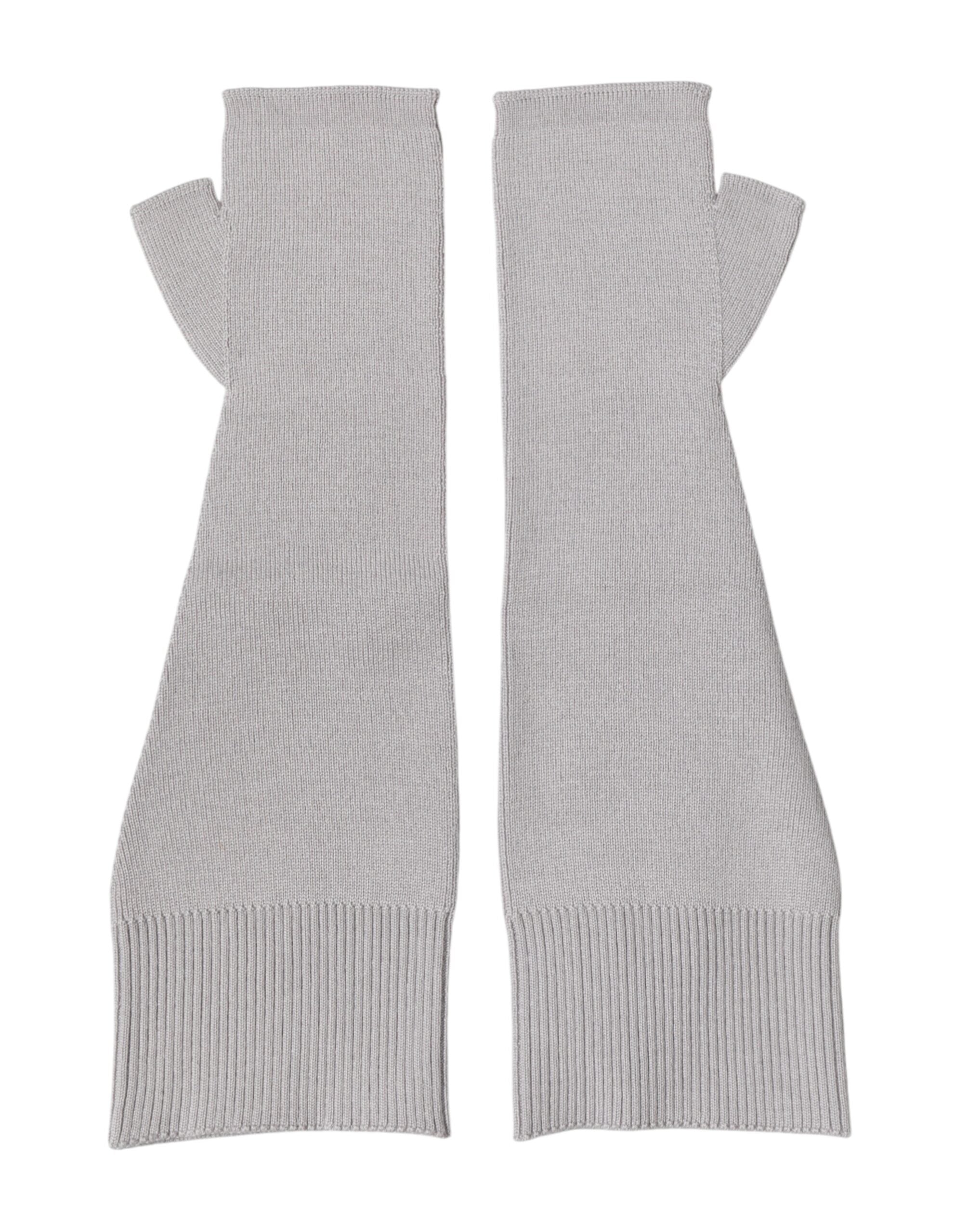 Dolce & Gabbana Graue fingerlose Herrenhandschuhe aus Schurwolle