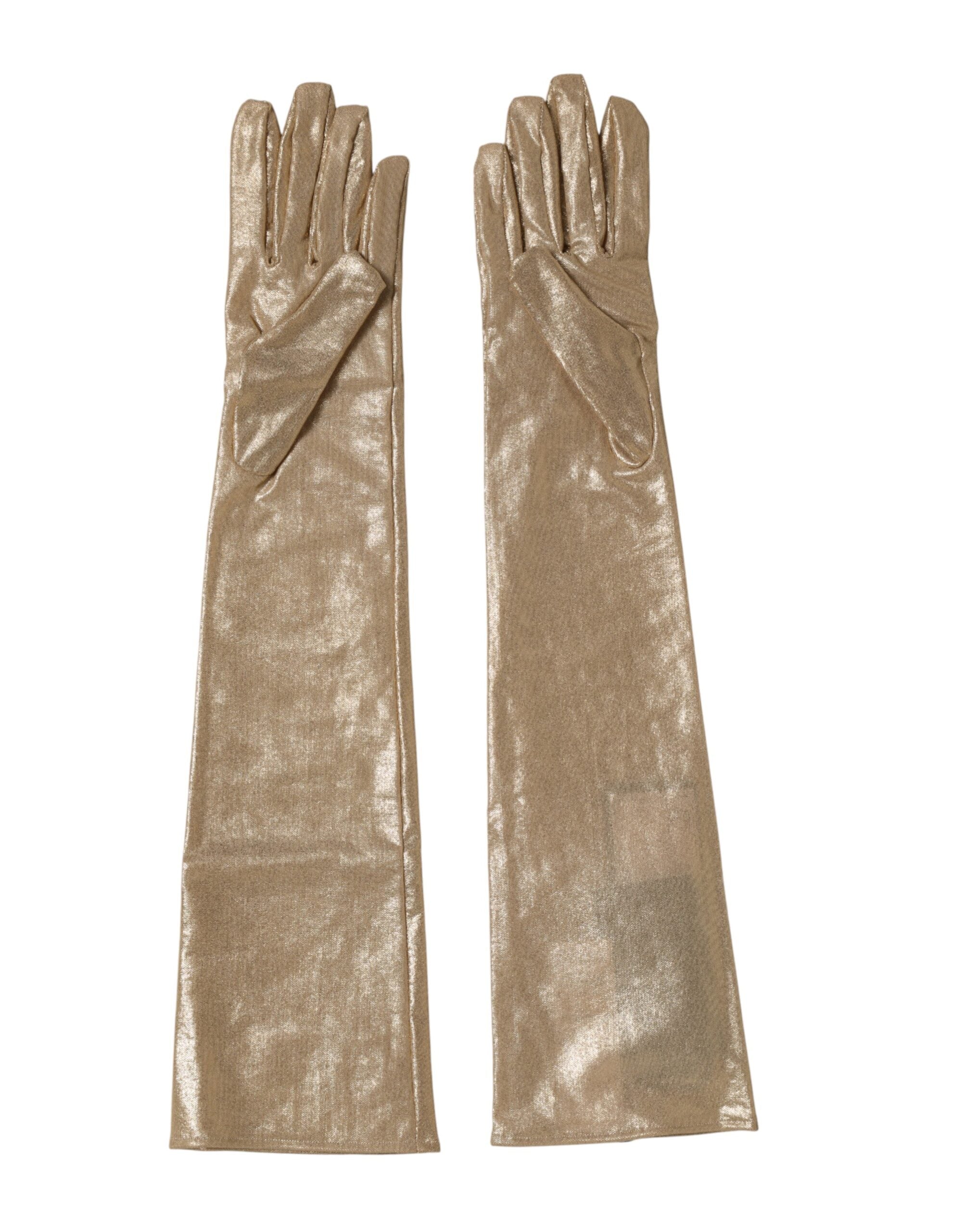 Gants Mitaines Longs Dolce & Gabbana en Nylon Beige Longueur Coude