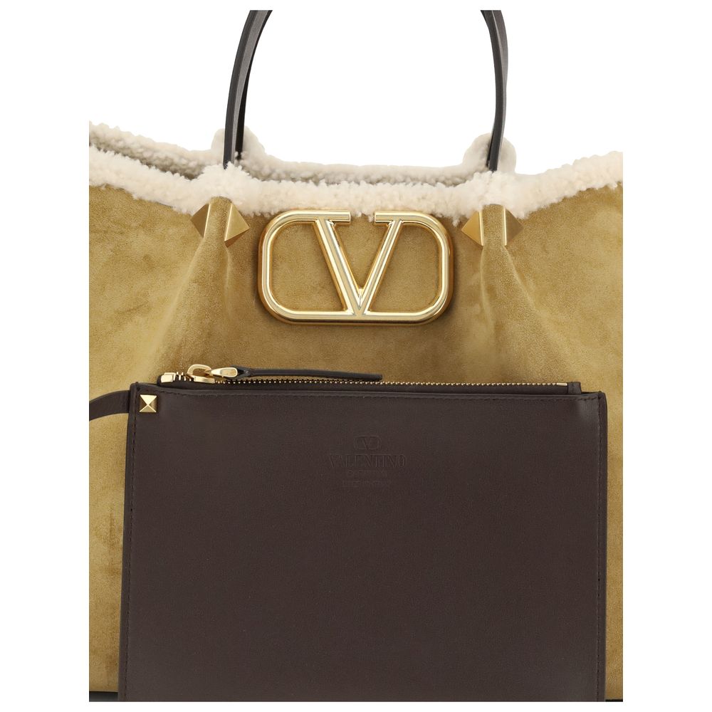 Valentino Garavani Beige Leather Shoulder Bag