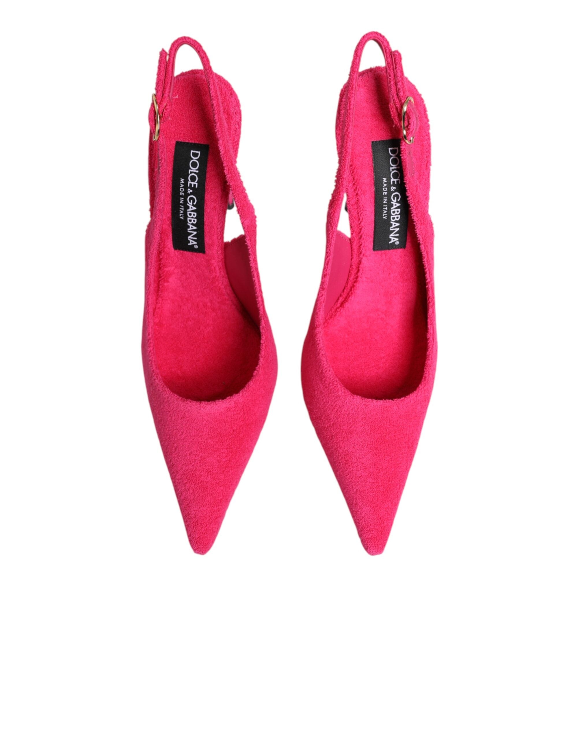 Dolce & Gabbana Pink Frottee High Heels Slingback-Schuhe