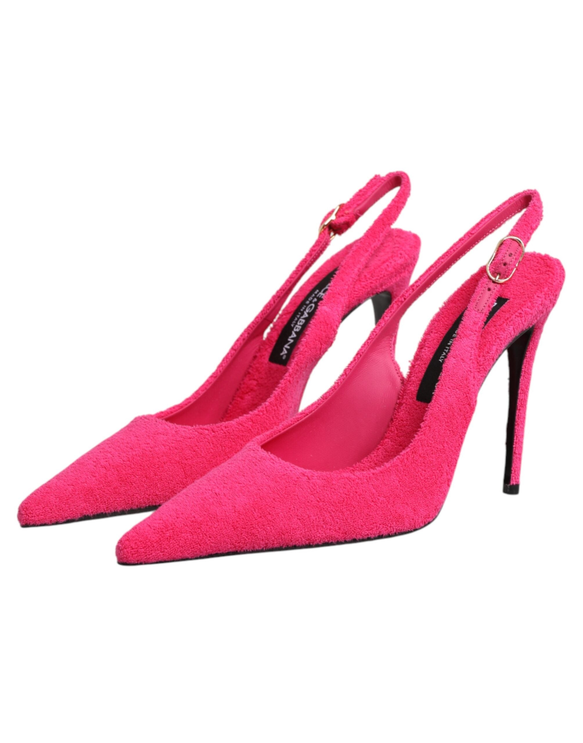 Dolce & Gabbana Pink Frottee High Heels Slingback-Schuhe