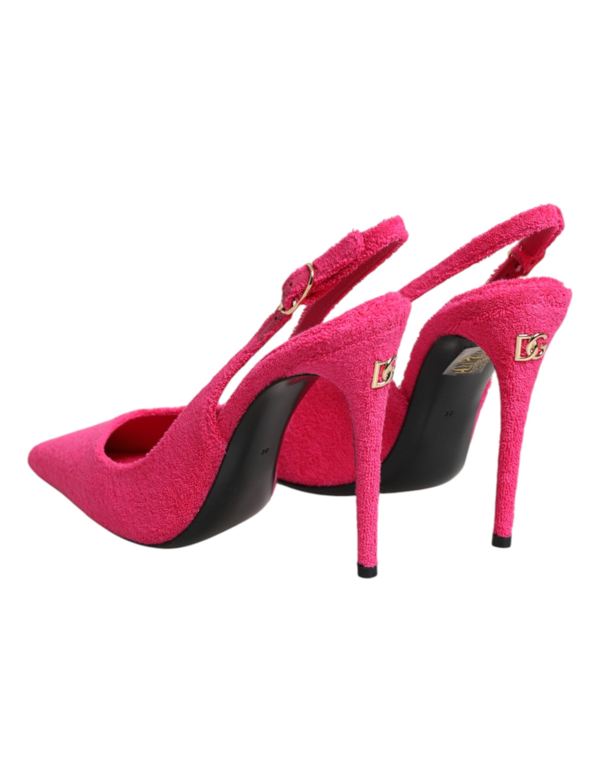Dolce & Gabbana Pink Frottee High Heels Slingback-Schuhe