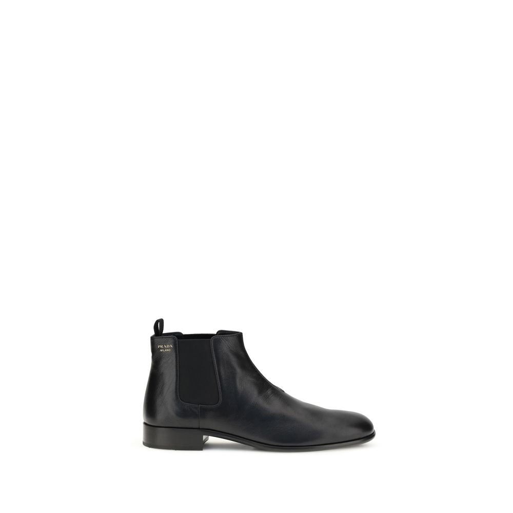 Prada Black Leather Ankle Boots