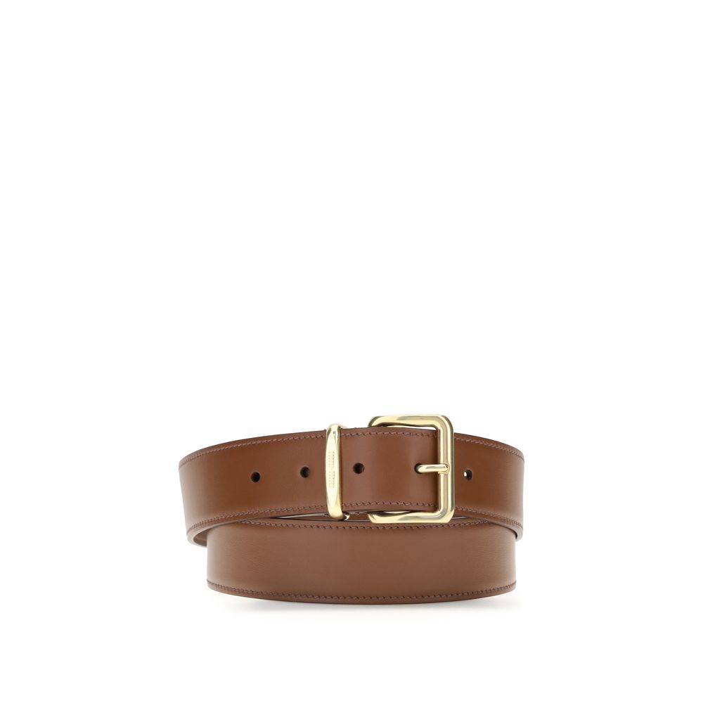 Miu Miu Brown Calf Leather Bos Taurus Regular Belt