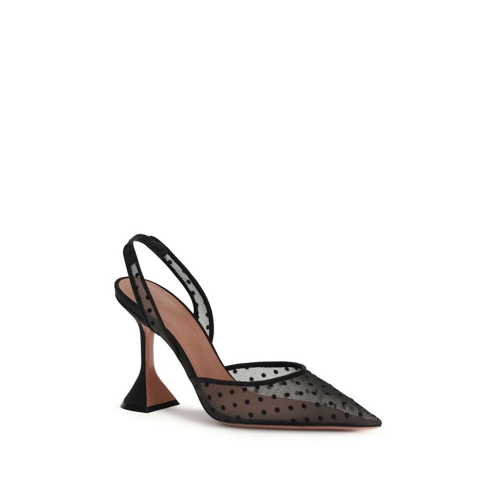 Amina Muaddi Black Polyester Pumps