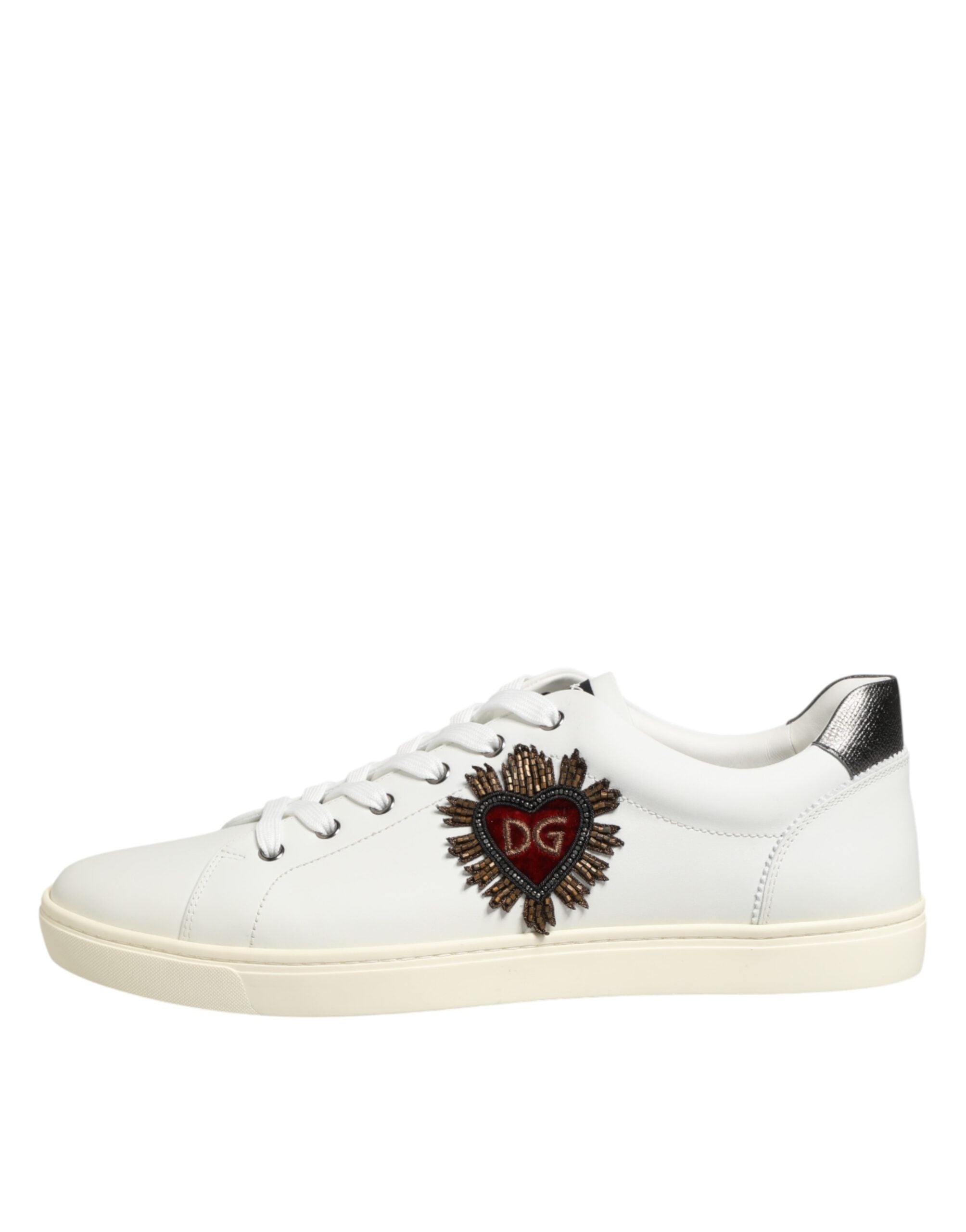 Chaussures Baskets Dolce & Gabbana en Cuir Blanc avec Ornements Cœur