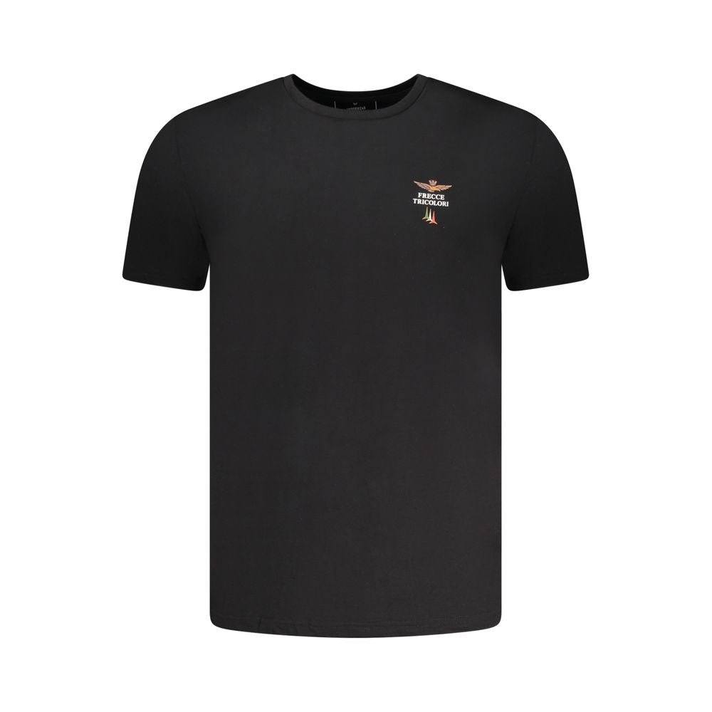 Aeronautica Militare "Black Cotton Men Underwear Crew Neck Tee"