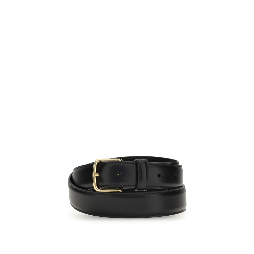The Row Black Calf Leather Bos Taurus Regular Belt
