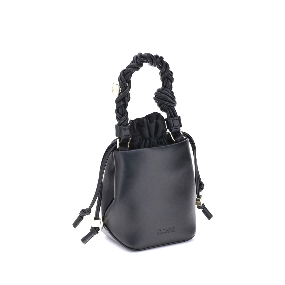 Ganni Black Recycled Leather Backet Bag