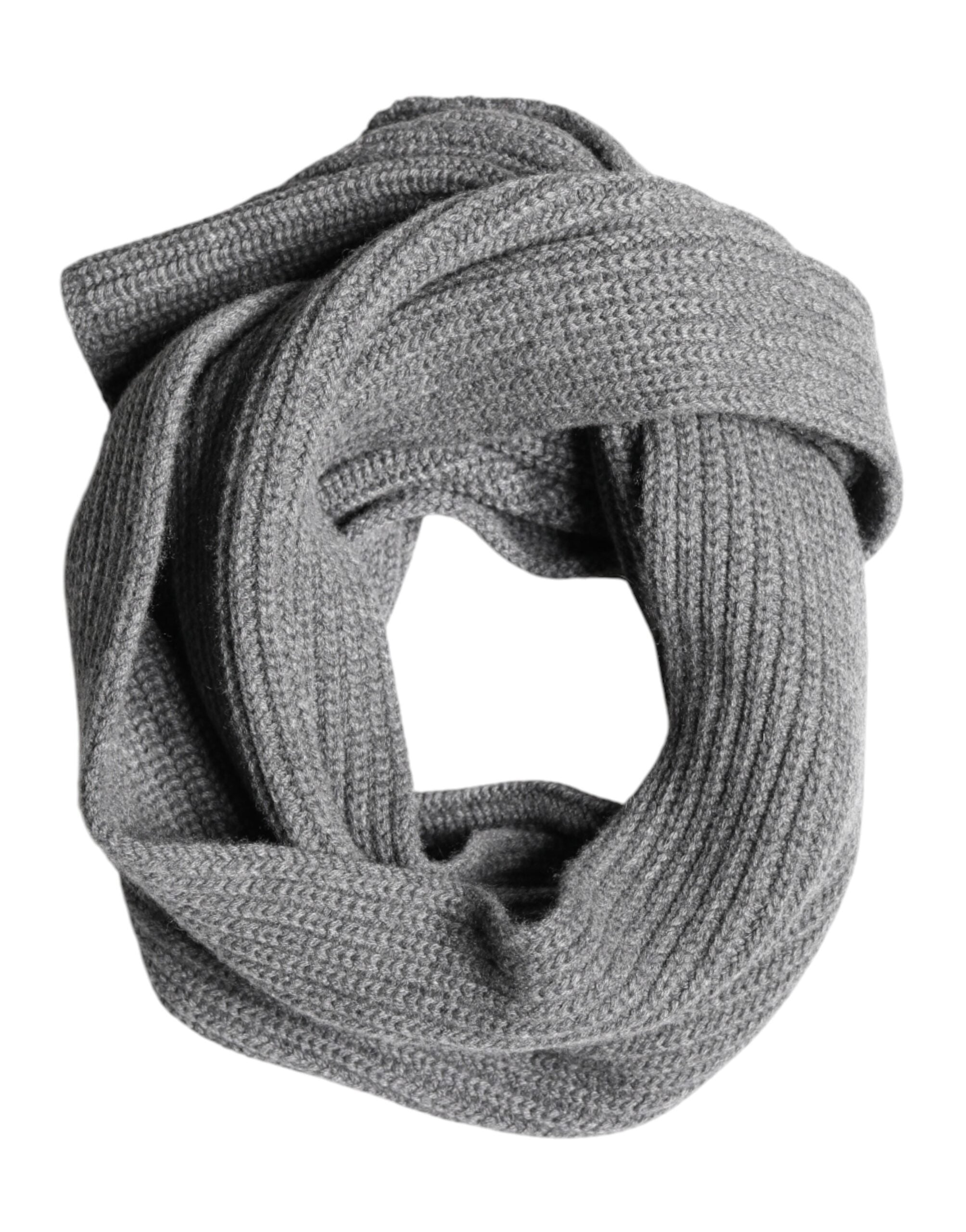 Dolce & Gabbana Gray Cashmere Knit Neck Wrap Shawl Scarf