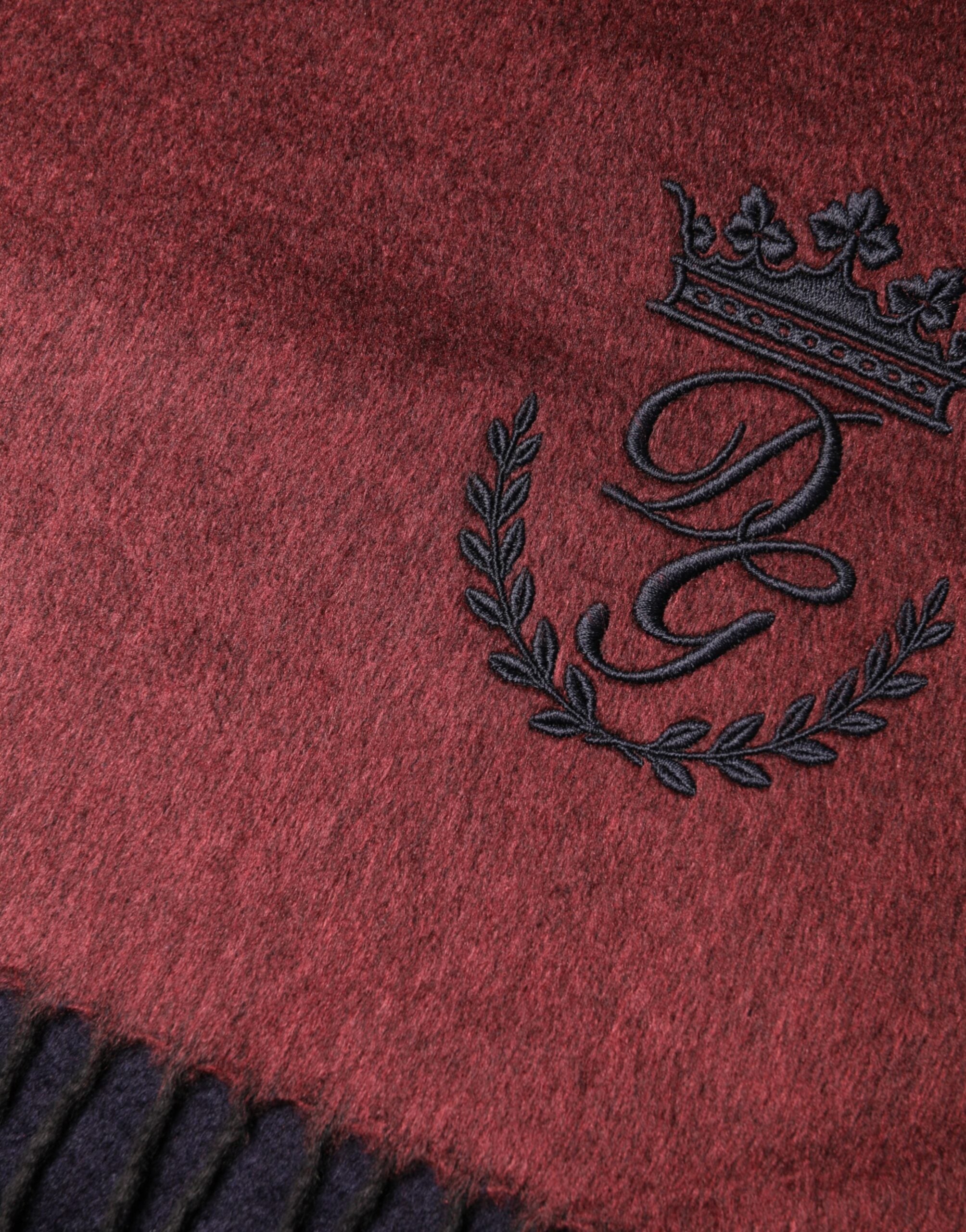 Dolce & Gabbana Maroon Silk Neck Wrap Shawl Fringes  Scarf