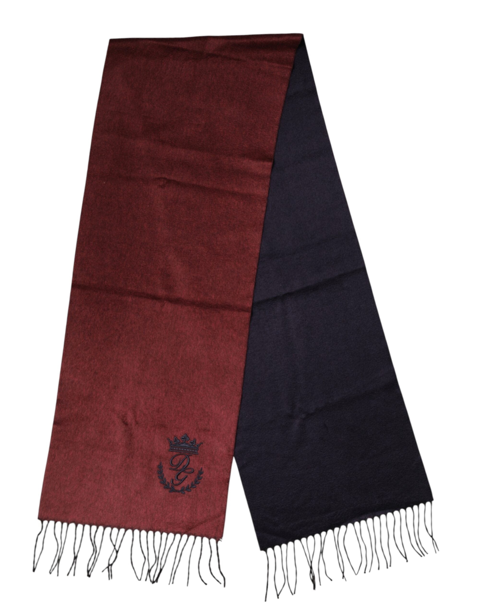 Dolce & Gabbana Maroon Silk Neck Wrap Shawl Fringes  Scarf