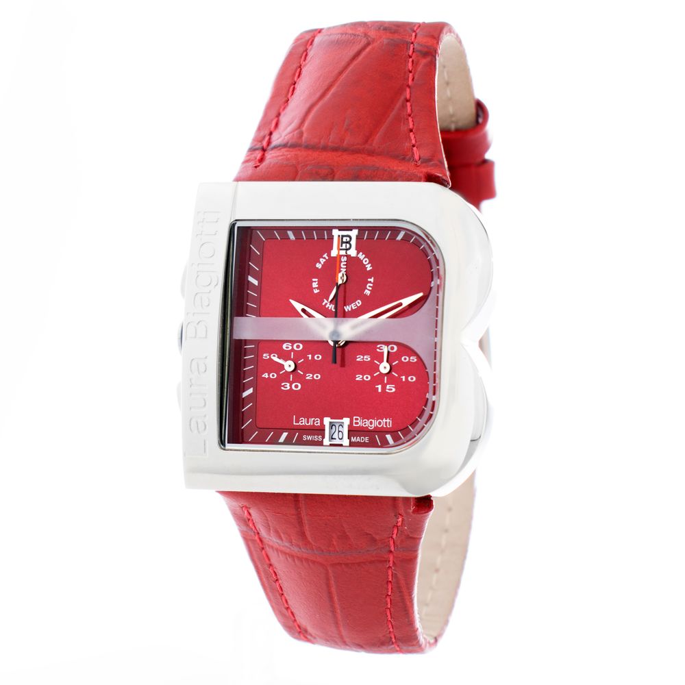 Laura Biagiotti Red Leather Dress Watch