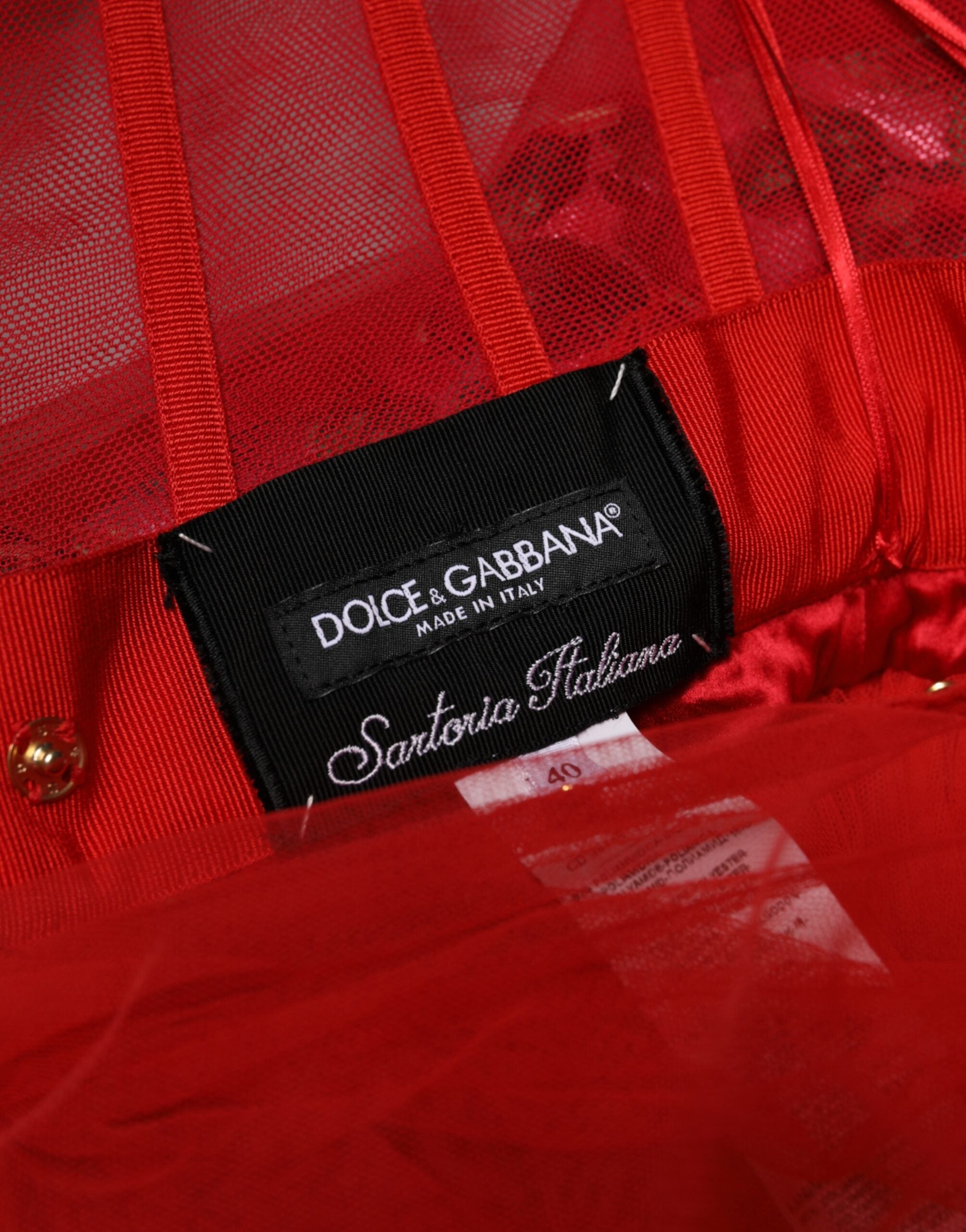 Robe longue évasée rouge fleurie Dolce & Gabbana à épaules dénudées