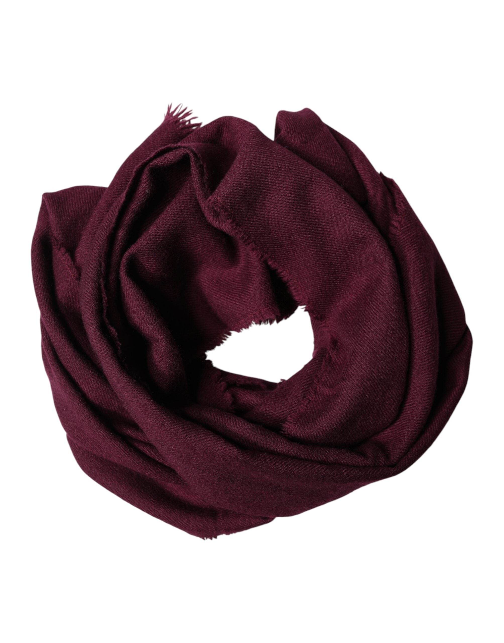 Dolce & Gabbana Maroon Cashmere Fringes Neck Wrap Shawl Scarf