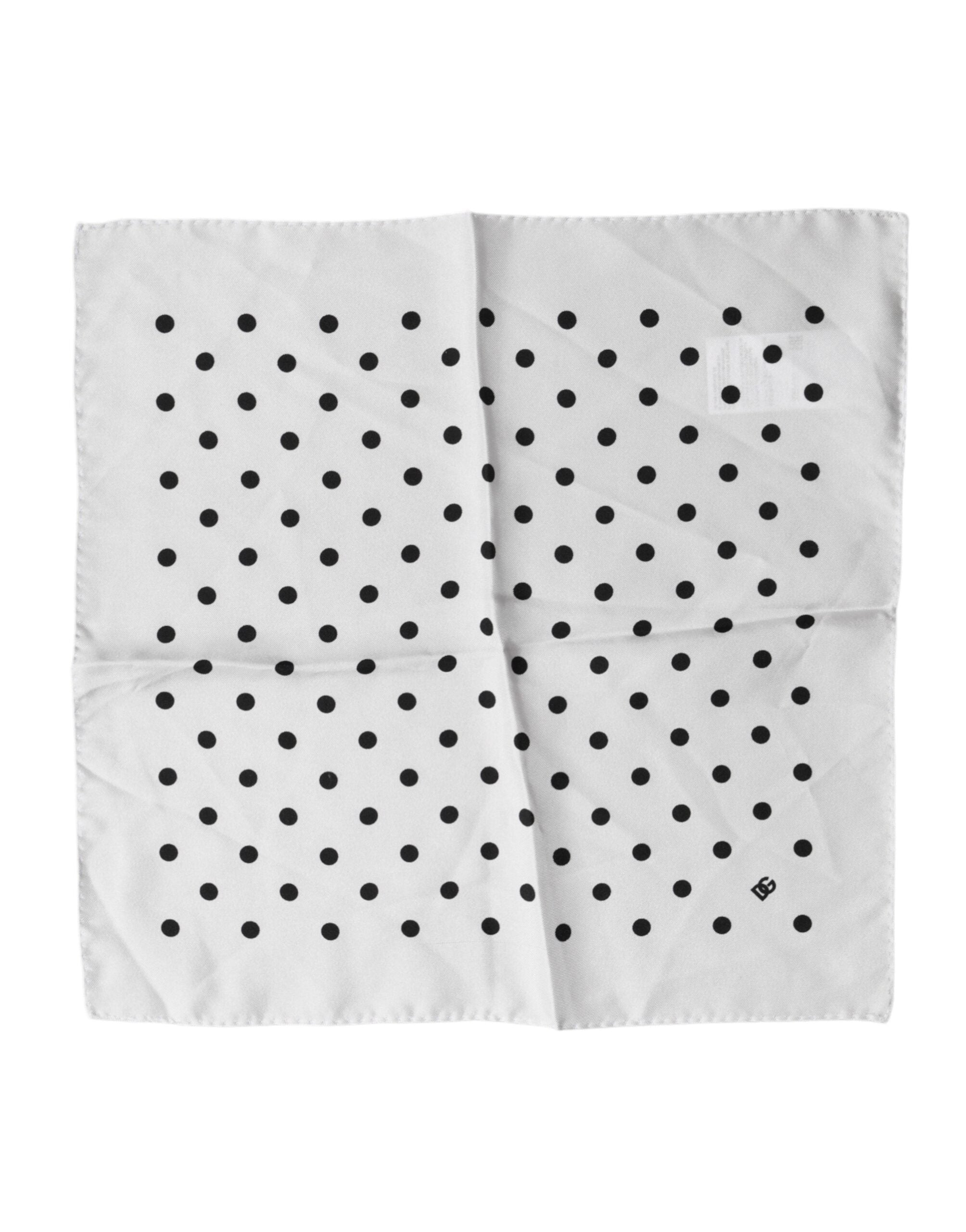 Dolce & Gabbana White Polka Dot Square Handkerchief Scarf