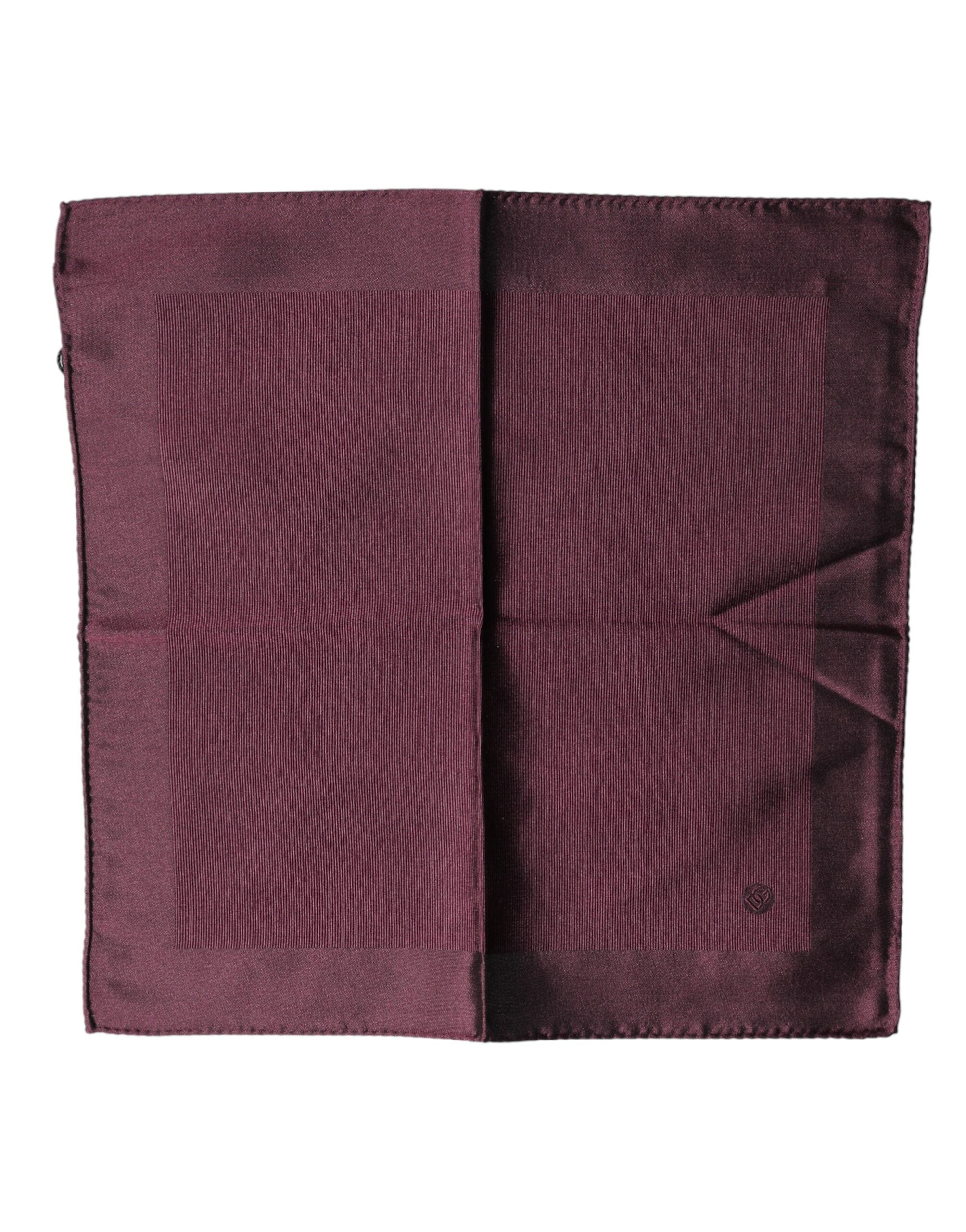 Dolce & Gabbana Maroon Logo Silk Square Handkerchief Scarf
