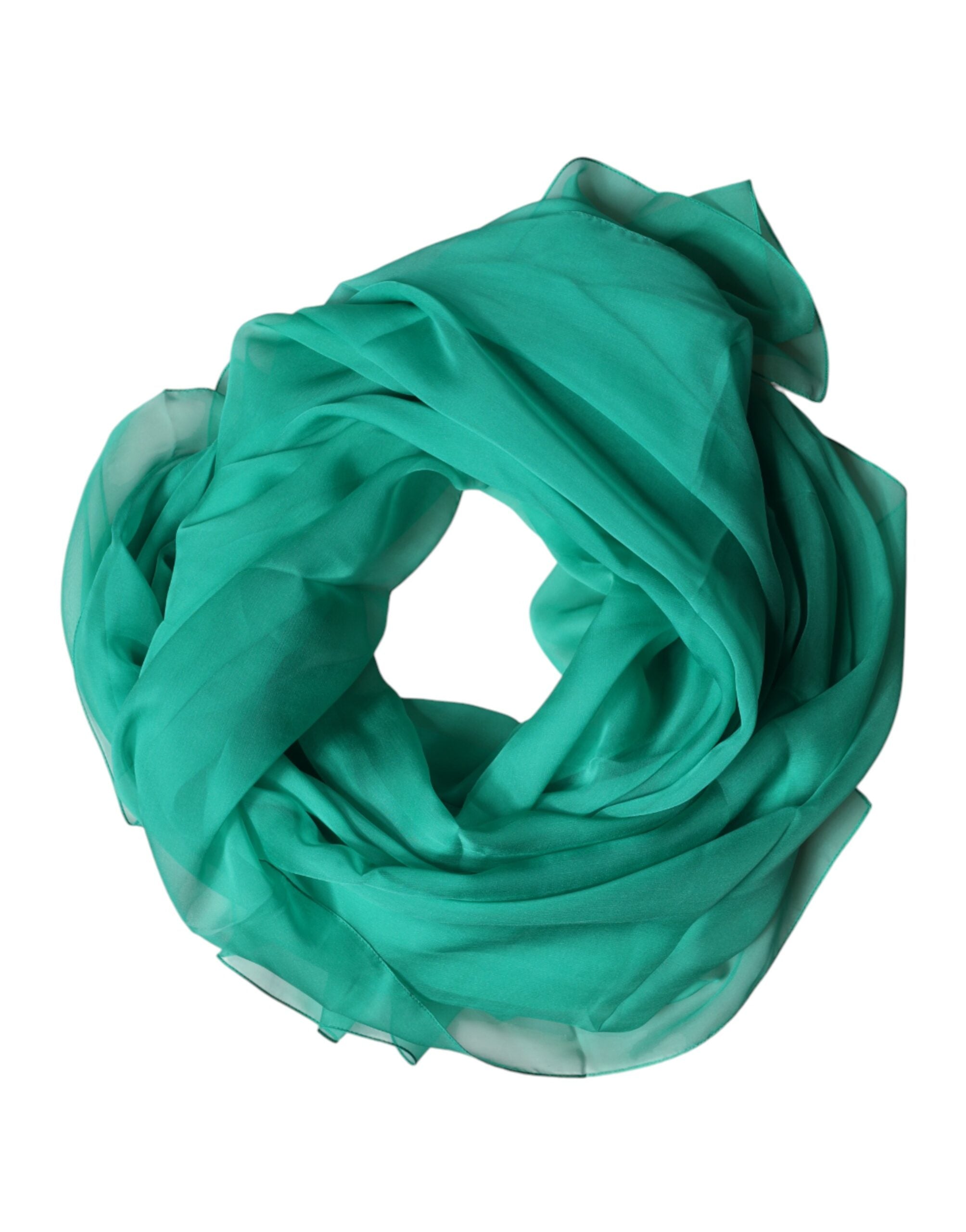 Dolce & Gabbana Green Stole Silk Neck Wrap Shawl Scarf
