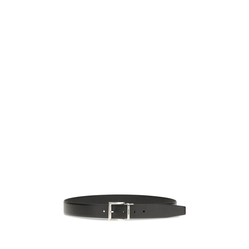 Prada Black Calf Leather Bos Taurus Regular Belt