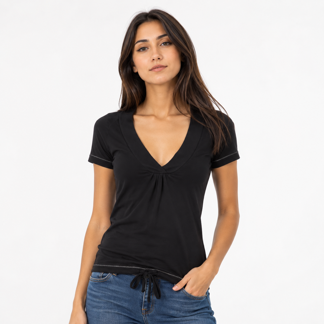 Trussardi Action Schwarzes Baumwoll-Damen-T-Shirt