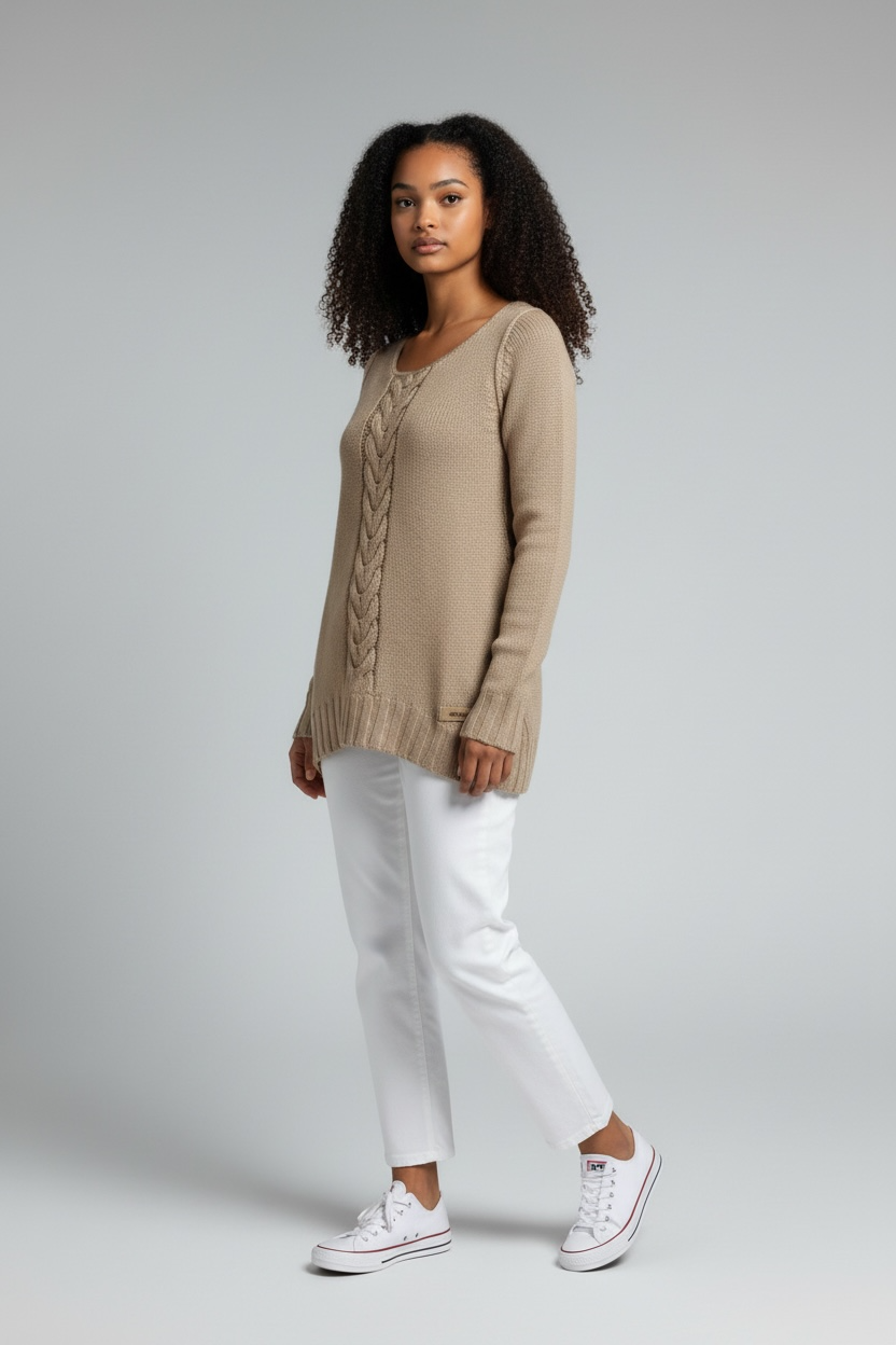 Cavalli Beige knitted wool sweater