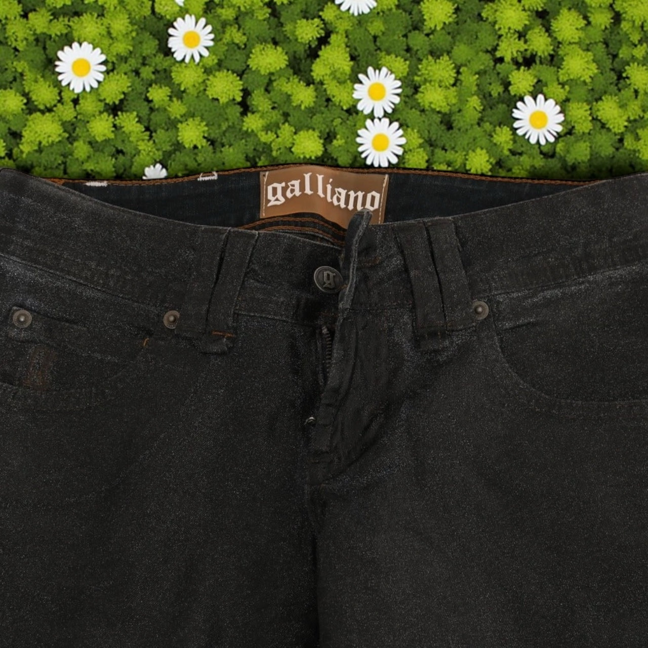 John Galliano Black Washed Low Waist Regular Leg Denim Pants